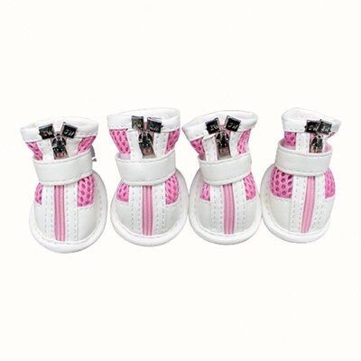 Pantofi cu fermoar din plasă de pluș, respirabil, cu închidere cu bandă magică, pantofi pentru câini