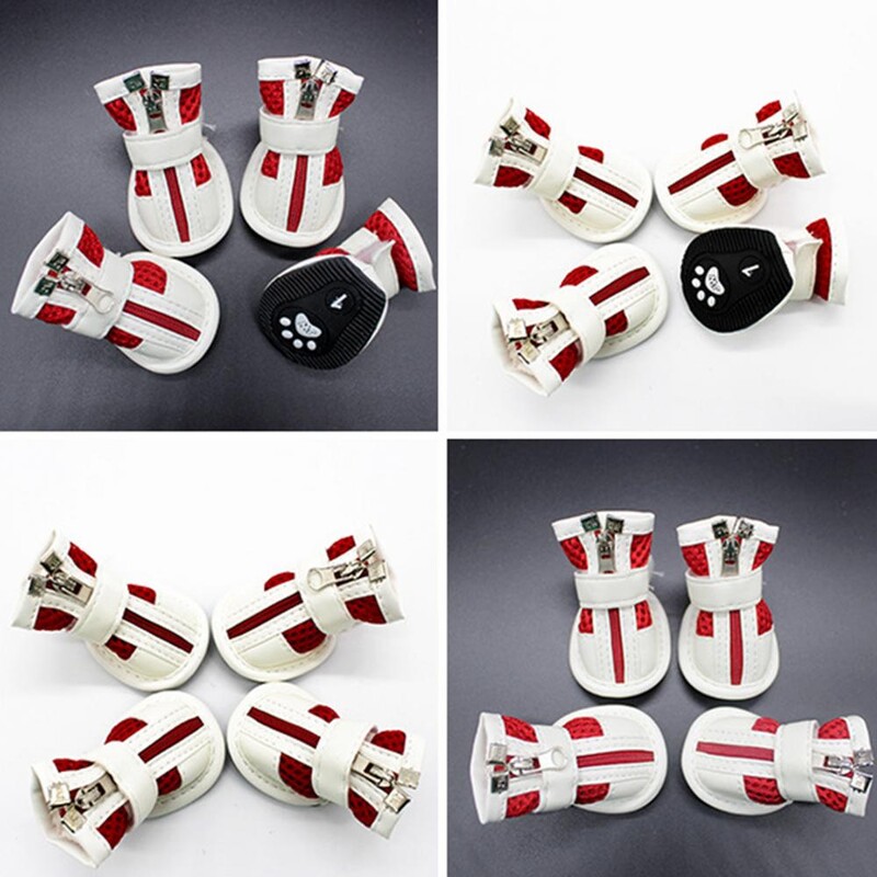 Pantofi cu fermoar din plasă de pluș, respirabil, cu închidere cu bandă magică, pantofi pentru câini