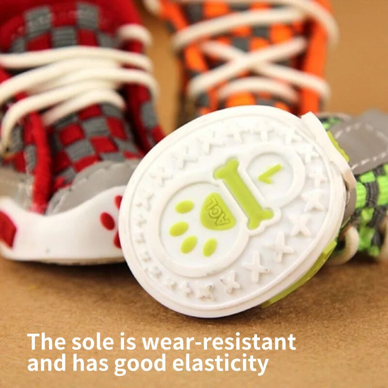 Batai šunims Teddy Bears Minkšto pado batai Maži šunų šuniukai, kvėpuojantys batai, apsaugantys nuo kritimo 4 vasarinių batų naminiams gyvūnėliams rinkinys