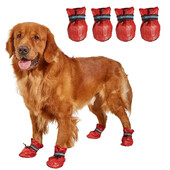 Šunų batai vidutinio dydžio šunims Kalėdiniai Pu odiniai Reguliuojami vandeniui atsparūs neslystantys avalynė Auksaspalviai retriveriai atspindintys batai