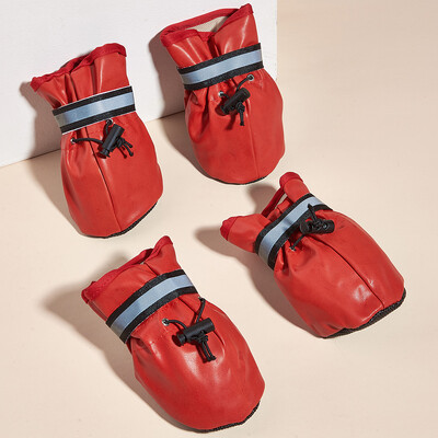 Šunų batai vidutinio dydžio šunims Kalėdiniai Pu odiniai Reguliuojami vandeniui atsparūs neslystantys avalynė Auksaspalviai retriveriai atspindintys batai