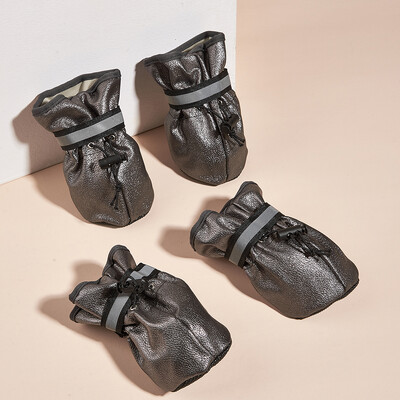 Šunų batai vidutinio dydžio šunims Kalėdiniai Pu odiniai Reguliuojami vandeniui atsparūs neslystantys avalynė Auksaspalviai retriveriai atspindintys batai