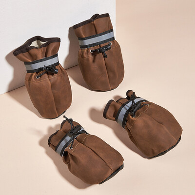 Šunų batai vidutinio dydžio šunims Kalėdiniai Pu odiniai Reguliuojami vandeniui atsparūs neslystantys avalynė Auksaspalviai retriveriai atspindintys batai