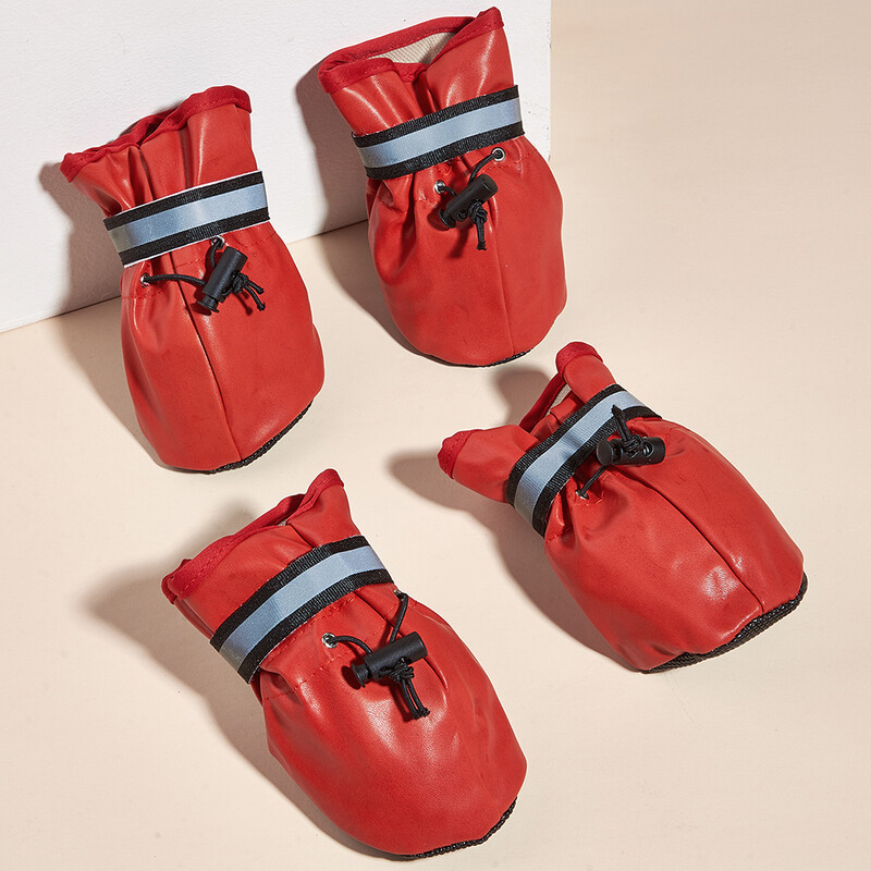 Šunų batai vidutinio dydžio šunims Kalėdiniai Pu odiniai Reguliuojami vandeniui atsparūs neslystantys avalynė Auksaspalviai retriveriai atspindintys batai