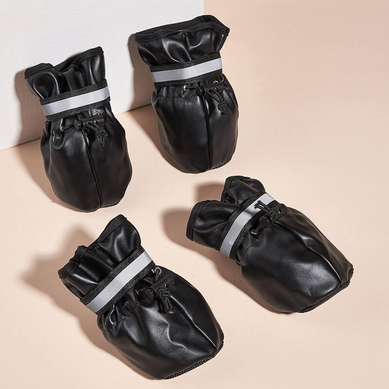Šunų batai vidutinio dydžio šunims Kalėdiniai Pu odiniai Reguliuojami vandeniui atsparūs neslystantys avalynė Auksaspalviai retriveriai atspindintys batai