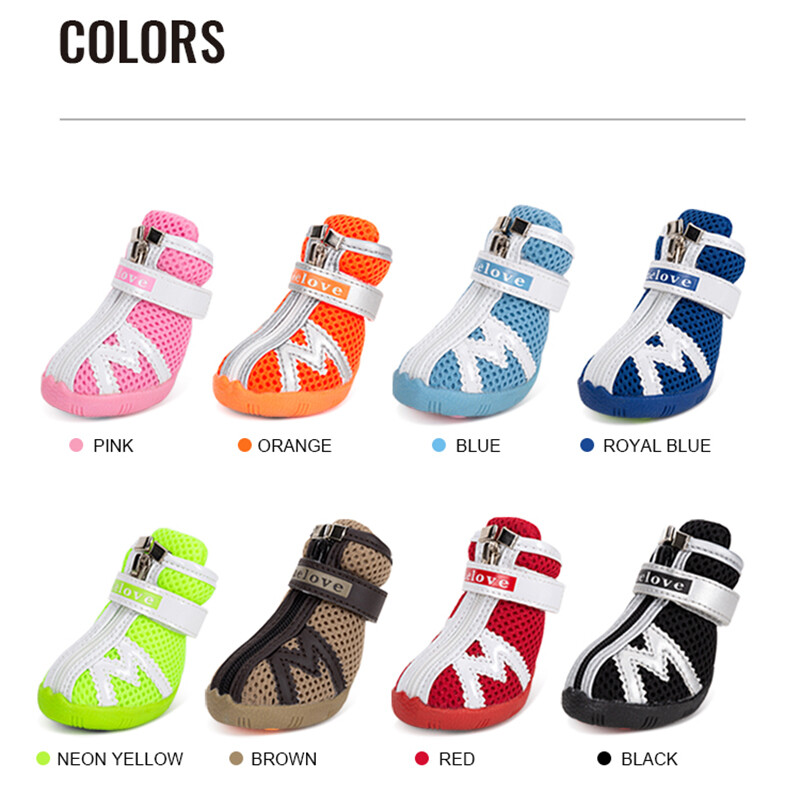 Truelove Mesh Fabric Pantofi pentru câini Cizme pentru câini pentru animale de companie, impermeabile, reflectorizante, robuste, anti-alunecare, antiderapante, în aer liber, pentru câini mici S5911