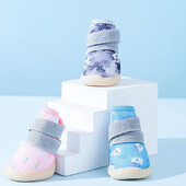 Pantofi respirabili pentru câini, vară, plimbare, pantofi pentru câini, rezistenți la murdărie, impermeabili, bichon, cu plasă, pantofi pentru animale de companie, 4 buc.