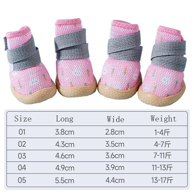 Pantofi respirabili pentru câini, vară, plimbare, pantofi pentru câini, rezistenți la murdărie, impermeabili, bichon, cu plasă, pantofi pentru animale de companie, 4 buc.