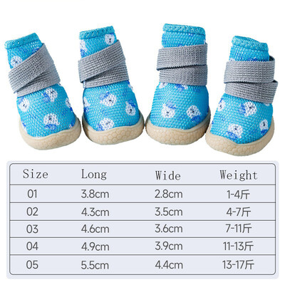 Pantofi respirabili pentru câini, vară, plimbare, pantofi pentru câini, rezistenți la murdărie, impermeabili, bichon, cu plasă, pantofi pentru animale de companie, 4 buc.