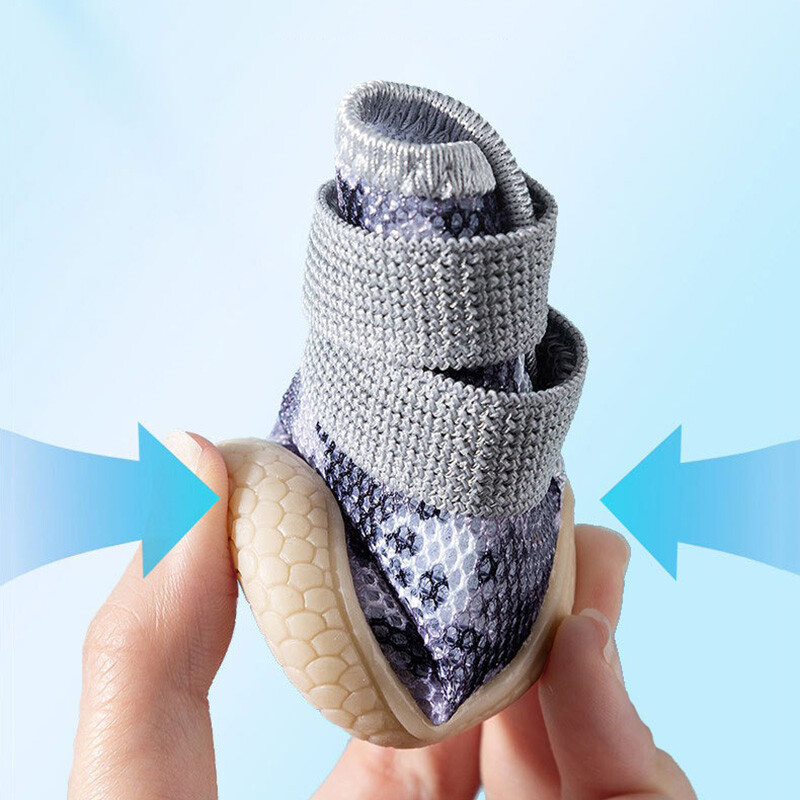 Pantofi respirabili pentru câini, vară, plimbare, pantofi pentru câini, rezistenți la murdărie, impermeabili, bichon, cu plasă, pantofi pentru animale de companie, 4 buc.