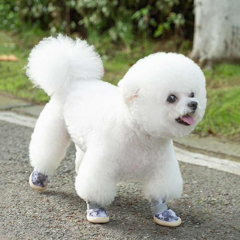 Pantofi respirabili pentru câini, vară, plimbare, pantofi pentru câini, rezistenți la murdărie, impermeabili, bichon, cu plasă, pantofi pentru animale de companie, 4 buc.