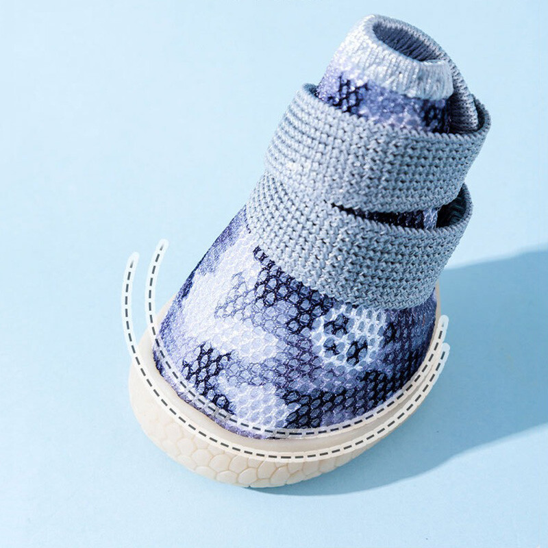 Pantofi respirabili pentru câini, vară, plimbare, pantofi pentru câini, rezistenți la murdărie, impermeabili, bichon, cu plasă, pantofi pentru animale de companie, 4 buc.