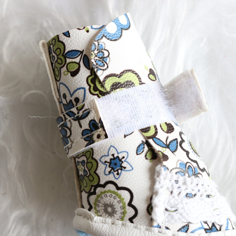 4 buc/set pantofi pentru câini cu imprimeu floral la modă, toamnă iarnă, pantofi pentru animale de companie din piele PU, cizme impermeabile anti-alunecare pentru câini pentru Chihuahua Teddy