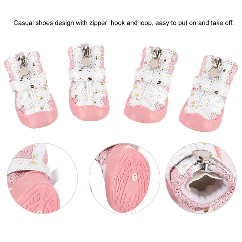 4db kisállat légáteresztő hálós csúszásgátló csizma kis közepes méretű kutyáknak macskáknak kültéri sétacipő kutya bokacsizma