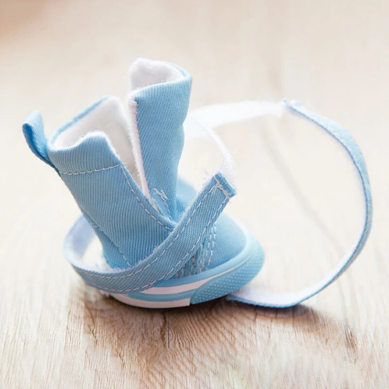 4 vnt Lauko neslystantys šunų batai naminių šunų laisvalaikio drobiniai batai meškiukams mažiems vidutiniams šunims šuniukų batai naminių gyvūnėlių parduotuvė Tudo Para Caes