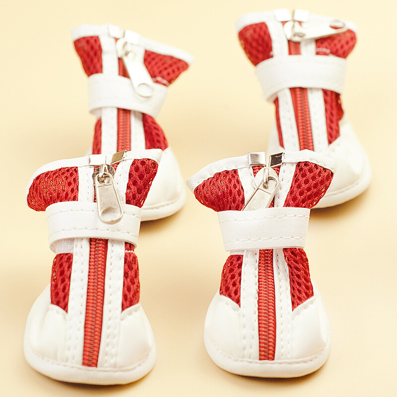 2018 Nou sosire 4 buc/lot pantofi de iarnă pentru câini calduri de iarnă cizme respirabile pentru animale de companie din plasă PU pentru cățeluș pantofi moale pentru căței mici pentru chihuahua ZL341