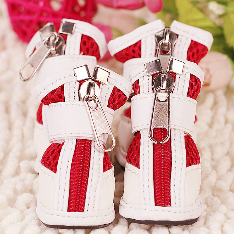 2018 Nou sosire 4 buc/lot pantofi de iarnă pentru câini calduri de iarnă cizme respirabile pentru animale de companie din plasă PU pentru cățeluș pantofi moale pentru căței mici pentru chihuahua ZL341