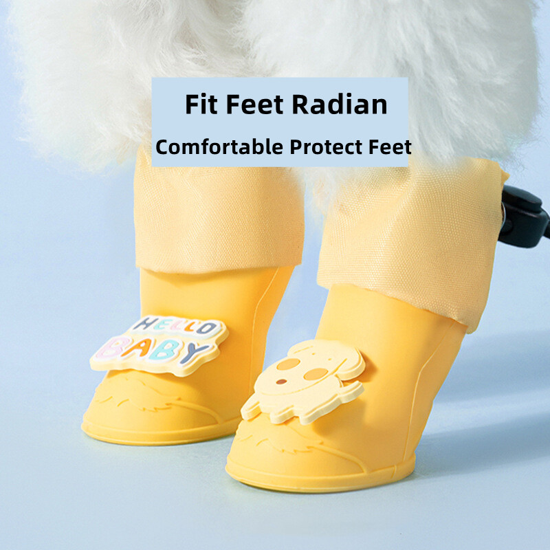 Pantofi de ploaie impermeabili pentru câini, pantofi anti-alunecare, cizme din silicon pentru chihuahua, șosete pentru încălțăminte de exterior, articole pentru animale de companie, 4 buc.