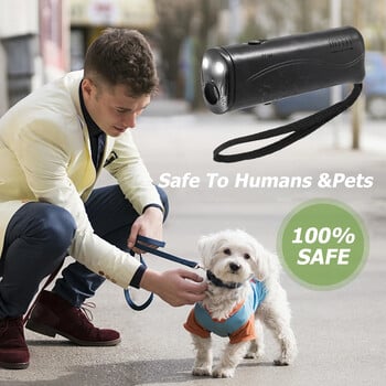 Pet Bark Arrester 3 в 1 Dog Whistle Anti Barking Device Ултразвуков Dog Repeller Stop Barking Control Инструмент за обучение със светлина