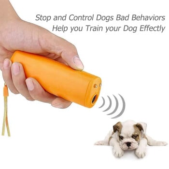 Pet Bark Arrester 3 в 1 Dog Whistle Anti Barking Device Ултразвуков Dog Repeller Stop Barking Control Инструмент за обучение със светлина