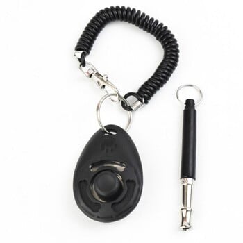 Piece Pet Cat Dog Training Clicker Pet Flute Obedient Whistle Регулируема каишка за китка Звук ключодържател Домашни домашни любимци