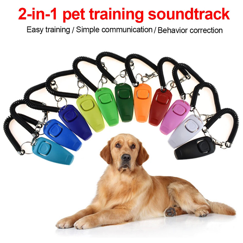 Pet Clicker Dog Training Whistle Pet Dog Cat Training Sound Pet Dog Trainer Assistive Guide with Key Ring Dog Pet Supplies