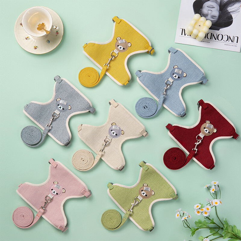 Jauks mājdzīvnieku iejūgu siksnas komplekts maziem, vidējiem suņiem, kaķu pastaigu vads Čivavas zaķa vestes iejūga Pūdeļa kakla siksna Suņu aksesuāri