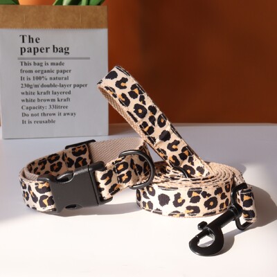 Guler personalizat pentru animale de companie leopard Green Field, camuflaj, cu imprimeu din nailon, set de lesă de identificare gravată, reglabilă pentru câini