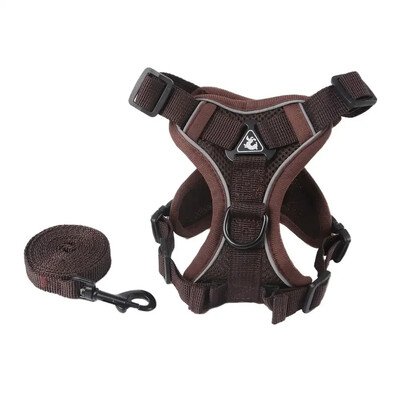 Naminių šunų pakinktai Minkštas kvėpuojantis pavadėlio rinkinys, šviesą atspindintis mažiems ir vidutiniams šunims Čihuahua šuniuko antkaklis Katės augintinio šuns krūtinės dirželis