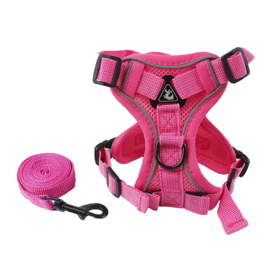 Naminių šunų pakinktai Minkštas kvėpuojantis pavadėlio rinkinys, šviesą atspindintis mažiems ir vidutiniams šunims Čihuahua šuniuko antkaklis Katės augintinio šuns krūtinės dirželis