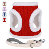 Set de ham și lesă pentru câini de iarnă caldă, cu blană moale, pisică, vestă pentru câini, pentru câini de talie mică, mijlocie, pisici, chihuahua, buldog francez