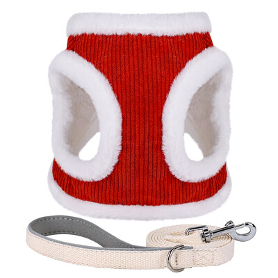 Set de ham și lesă pentru câini de iarnă caldă, cu blană moale, pisică, vestă pentru câini, pentru câini de talie mică, mijlocie, pisici, chihuahua, buldog francez