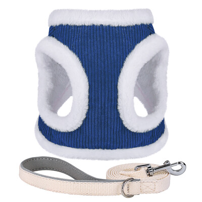 Set de ham și lesă pentru câini de iarnă caldă, cu blană moale, pisică, vestă pentru câini, pentru câini de talie mică, mijlocie, pisici, chihuahua, buldog francez