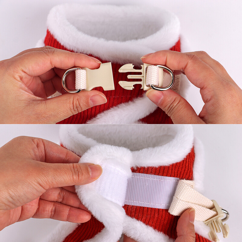 Set de ham și lesă pentru câini de iarnă caldă, cu blană moale, pisică, vestă pentru câini, pentru câini de talie mică, mijlocie, pisici, chihuahua, buldog francez