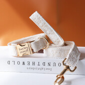 ID personalizat dantelă nuntă guler câine designer de lux frânghie arc personalizat metal moale guler reglabil pentru animale de companie petrecerea căsătoriei