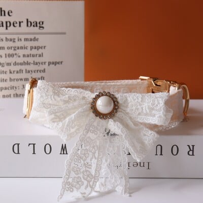 ID personalizat dantelă nuntă guler câine designer de lux frânghie arc personalizat metal moale guler reglabil pentru animale de companie petrecerea căsătoriei