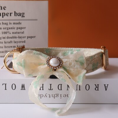 ID personalizat dantelă nuntă guler câine designer de lux frânghie arc personalizat metal moale guler reglabil pentru animale de companie petrecerea căsătoriei