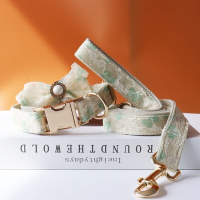 ID personalizat dantelă nuntă guler câine designer de lux frânghie arc personalizat metal moale guler reglabil pentru animale de companie petrecerea căsătoriei