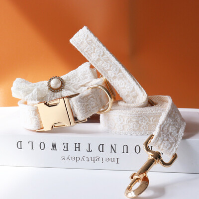 ID personalizat dantelă nuntă guler câine designer de lux frânghie arc personalizat metal moale guler reglabil pentru animale de companie petrecerea căsătoriei