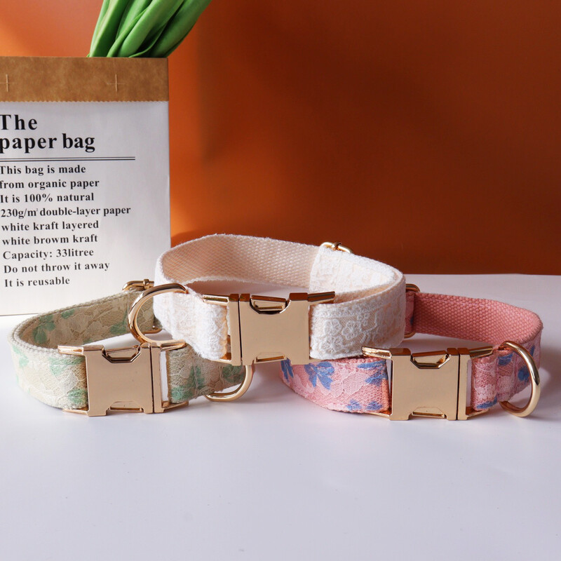 ID personalizat dantelă nuntă guler câine designer de lux frânghie arc personalizat metal moale guler reglabil pentru animale de companie petrecerea căsătoriei