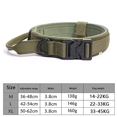 Guleră tactică durabilă pentru câini lesă militară rezistentă pentru câini de dimensiuni medii mari, zgarda pentru ciobănesc german, accesorii pentru antrenament pe jos