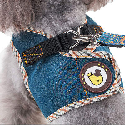 Set pojaseva za pse i povodca za male i srednje pse Puppy Jeans prsluk s povodcem za hodanje 1,2 M