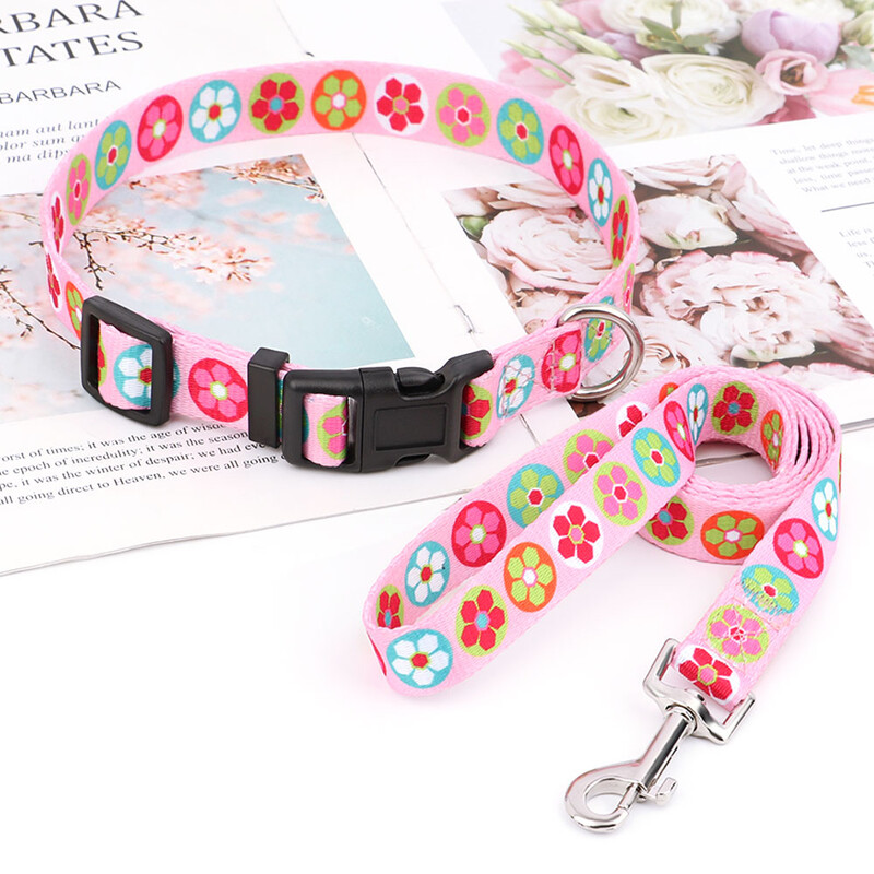 Nylonové roztomilé vodítko pre šteniatka, nastaviteľné kvetinové obojky pre mačky, vodítka na chôdzu pre malé, stredné a veľké zvieratá, XS, SM