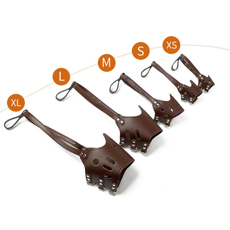 Nelojantis šuns snukis mažam dideliam šuniui Reguliuojamas kvėpuojantis minkštas Pu odos snukučiai naminiams gyvūnėliams skirti snukučiai šunims nuo įkandimo