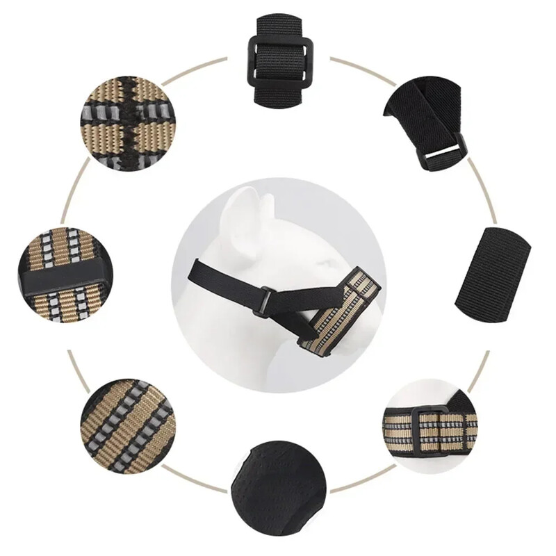 Kvėpuojantys šunų snukiai Minkšta putplasčio paminkštinta šunų dresavimo snukis nuo įkandimo nuo žievės ir nuo kramtymo reguliuojamas atspindintis šuns snukio apsauga