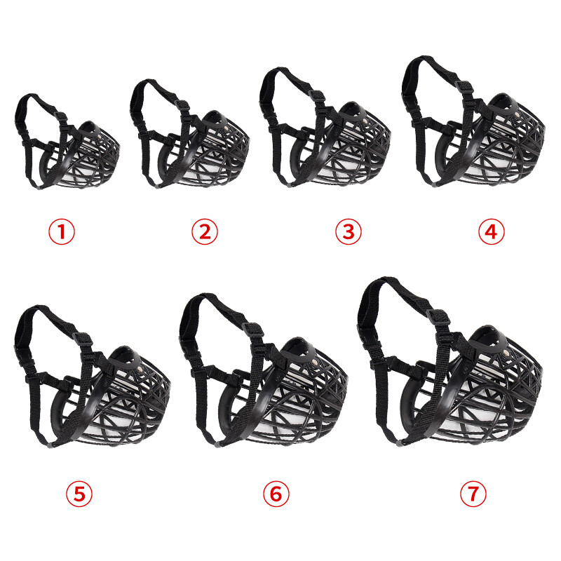 1 buc Coș pentru mușcături Respirabil 1 buc Guler Coș fără mușcături Accesorii pentru animale de companie Cuști reglabile pentru bot Cușcă PE pentru câine Cușcă neagră pentru gură