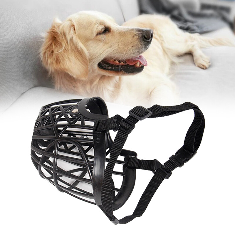 1 buc Coș pentru mușcături Respirabil 1 buc Guler Coș fără mușcături Accesorii pentru animale de companie Cuști reglabile pentru bot Cușcă PE pentru câine Cușcă neagră pentru gură