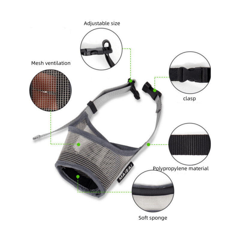 Lengvas, kvėpuojantis tinklelio dizaino šuns snukis Mažas vidutinio dydžio šuns įkandimo ir žievės snukis reguliuojama augintinio kaukė