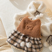 Îmbrăcăminte de iarnă pentru câini urs mozaic vestă în carouri fustă caldă previne căderea părului îmbrăcăminte pentru pisici pentru animale de companie cadou eșarfă haine pentru câini