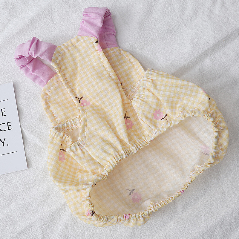 Vasaros gėlių languota suknelė Naminių šunų Drabužiai Suknelės Pakabukai Sijonas Drabužiai Šunims Liemenė Mažas Mielas Čihuahua Spaudinys Mažiems Šunims